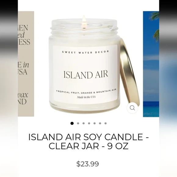 Island Air Soy Candle - Clear Jar - 9 oz - Picture 2 of 3